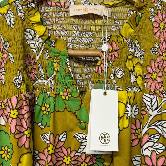 NWT Tory Burch colorful floral puff sleeves mini dress size M - Picture 7 of 10